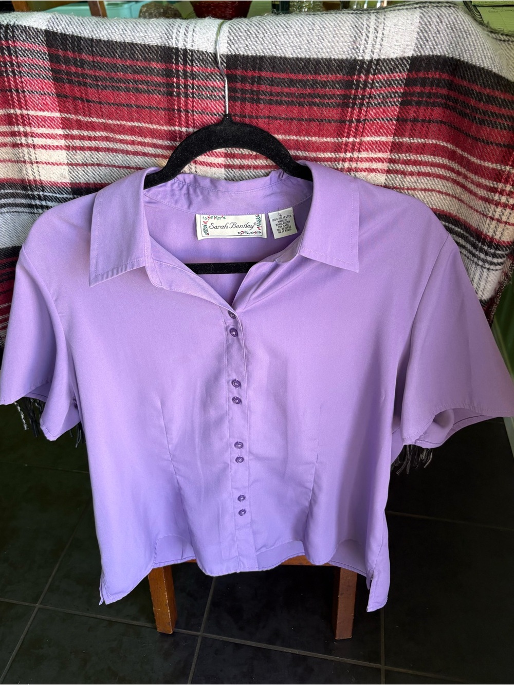 Vintage Sarah Bentley light purple button up resortwear blouse collared shirt  L